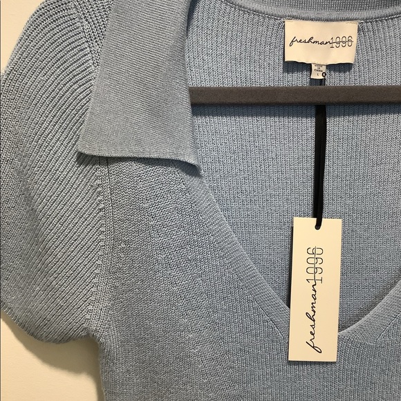 freshman 1996 Blue Bodycon dress V-neck with Collar Size Large - Picture 2 of 5